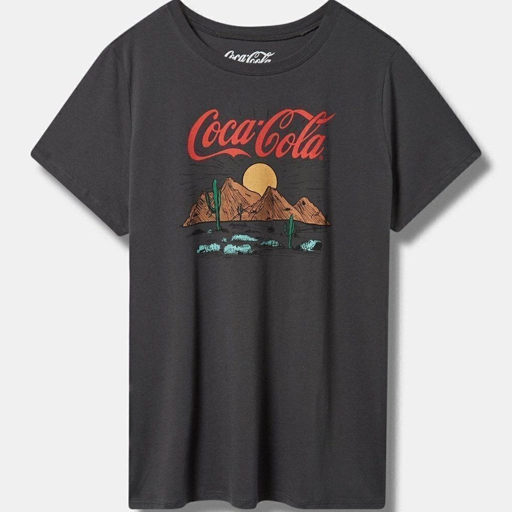 Torrid - Coca Cola Classic Fit Cotton Crew Tee in Vintage Black​​​​​​​​​